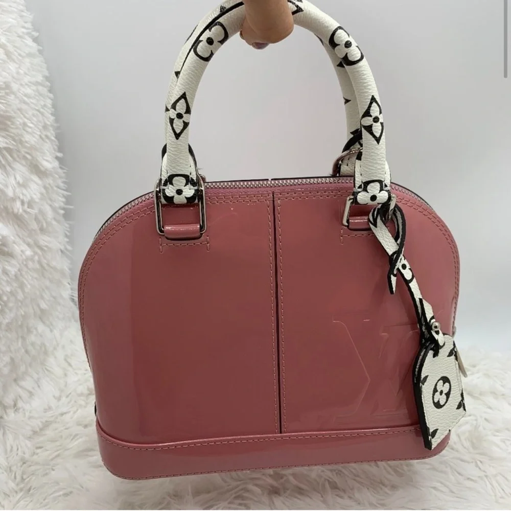 Louis Vuitton Bag Strap Monogram b&w Pink patent leather shoulder bandouliere LV - Picture 10 of 10